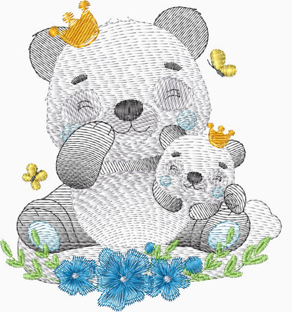 Panda en las nubes y estrellas - 0012