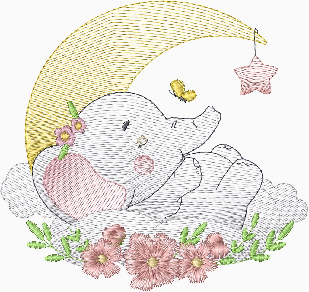 Elefantita en las nubes y estrellas - 0013