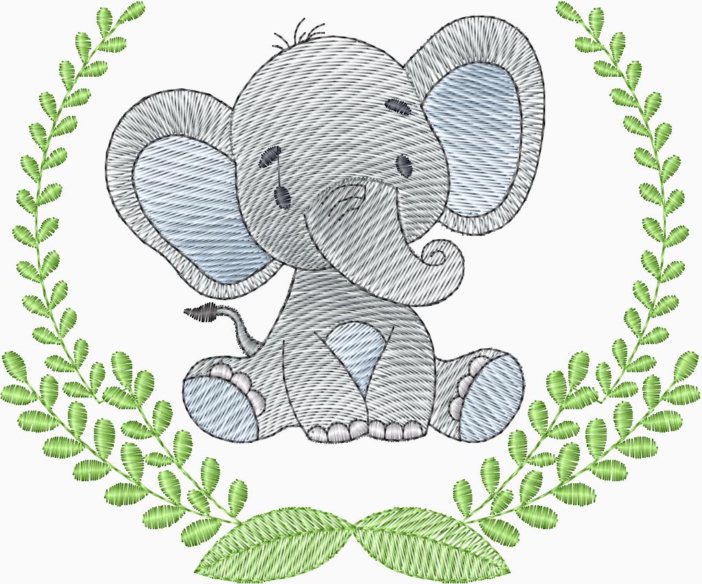 Elefante con arco de hojas - 0019