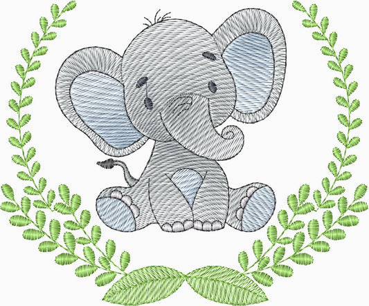 Elefante con arco de hojas - 0019