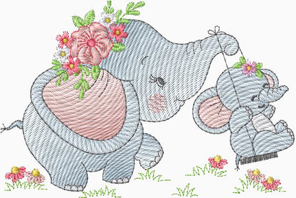 Elefantita mama y bebe - 0077