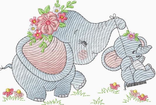 Elefantita mama y bebe - 0077