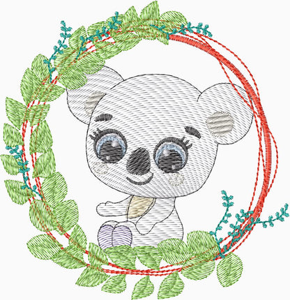Koala con arco de hojas - 0164