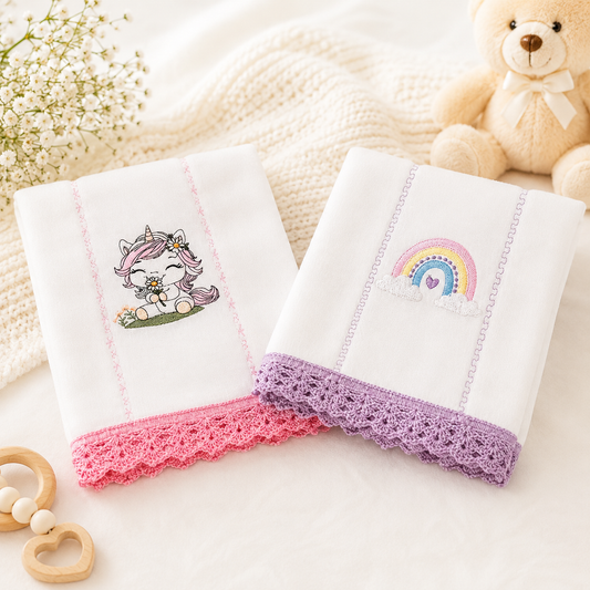 Paño de bebé con diseño de unicornio y arcoíris 🦄🌈 (Set de 2)