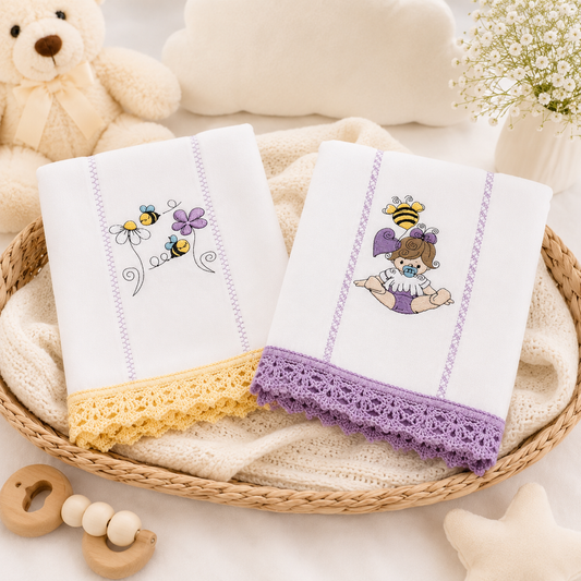 Paño de bebé con diseño de abejita 🐝 (Set de 2)