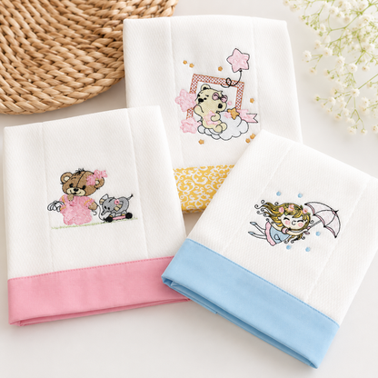 Set de Paños de Bebé Bordados – Colección Dulces Sueños