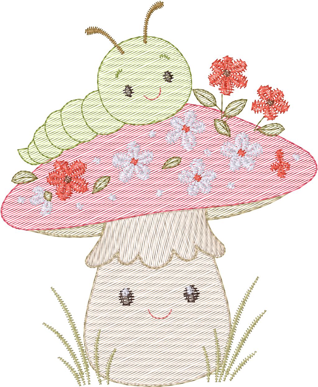 Hongo con oruga - N0027