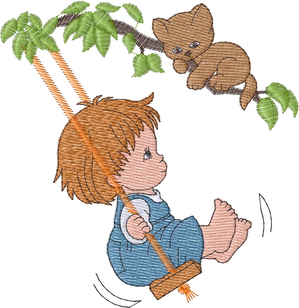 Niño con gatito - N0100