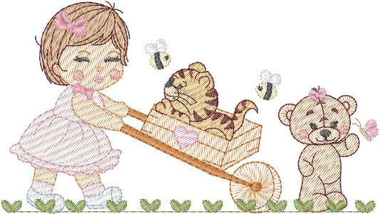 Niña con animalitos - N0209