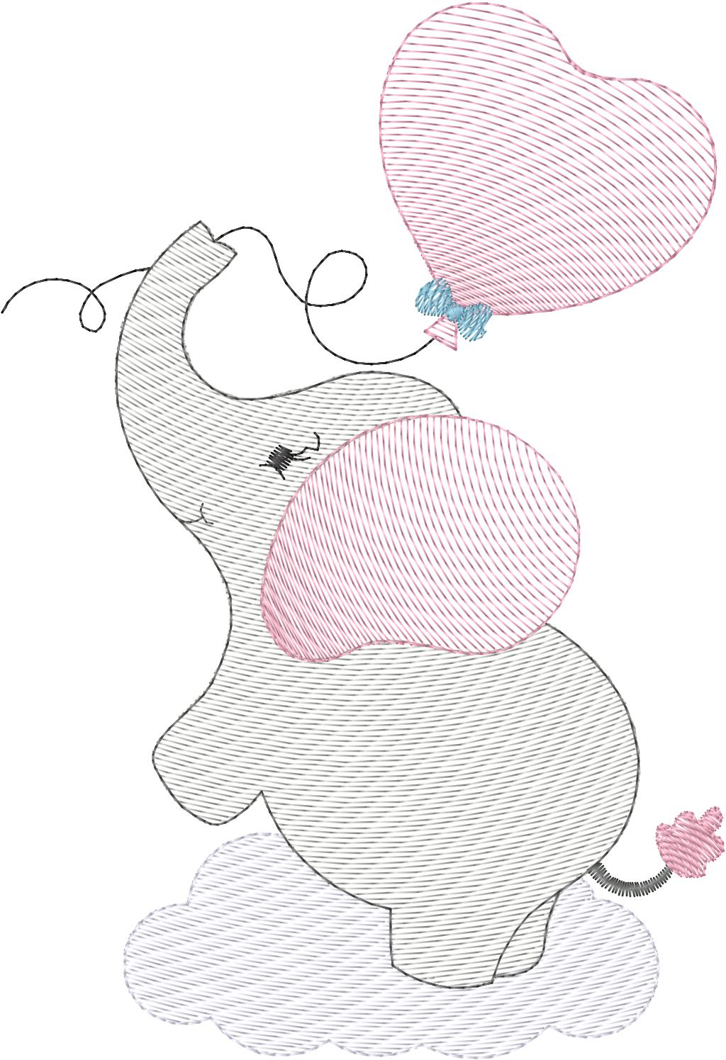 Elefantita con Globo de Corazón - N0262