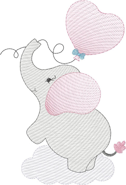 Elefantita con Globo de Corazón - N0262