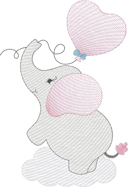 Elefantita con Globo de Corazón - N0262